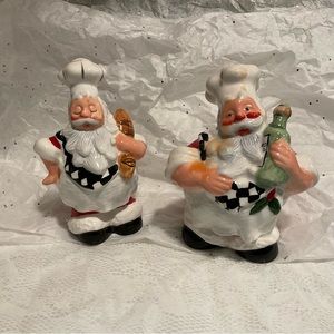 Vintage Santa Chef Salt & Pepper Shakers Ceramic